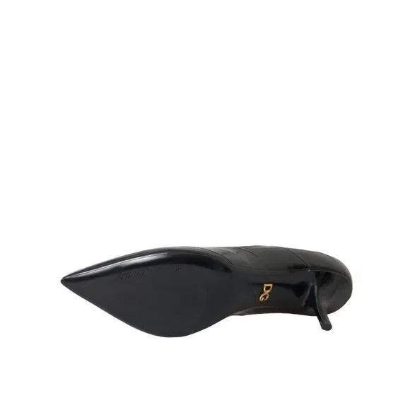 Dolce & Gabbana Black Eel Leather Kitten Heels Pumps Shoes - Picture 7 of 9